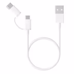 Cabo Xiaomi Micro USB + USB C SJX02ZM 1 Metro / 2 em 1 - Branco