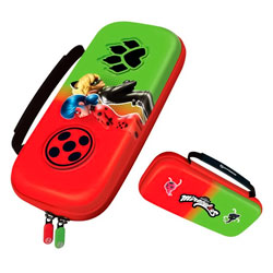 Case Protetor Hyperkin Hard Shell Carrying Miraculous Bug e Cat para Nintendo Switch - Vermelho